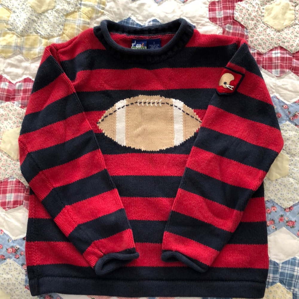 Handsome striped football sweater boys size 7
